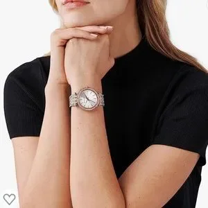Michael Kors Darci tricolor 3 hand watch - EUC NEW BATTERY! Michael Kors Darci Tri-Tone Steel Crystal Silver Dial Ladies  main image 4